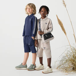 Emporio Armani-Boys Blue Cotton Jersey Bermuda Shorts | Childrensalon Outlet