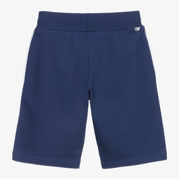 Emporio Armani-Boys Blue Cotton Logo Shorts | Childrensalon Outlet