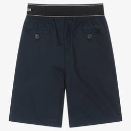 Emporio Armani-Boys Blue Cotton Logo Shorts | Childrensalon Outlet