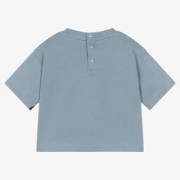 Emporio Armani-Boys Blue Cotton Logo T-Shirt | Childrensalon Outlet