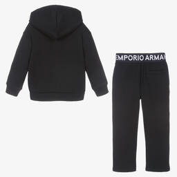 Emporio Armani-Boys Blue Cotton Logo Tape Tracksuit | Childrensalon Outlet