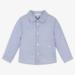 إمبوريو أرماني-قميص أطفال ولادي قطن لون أزرق | Childrensalon Outlet