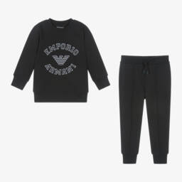 إمبوريو أرماني-بدلة رياضية قطن لون كحلي للأولاد | Childrensalon Outlet