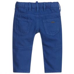 Emporio Armani-Синие хлопковые брюки для мальчиков | Childrensalon Outlet