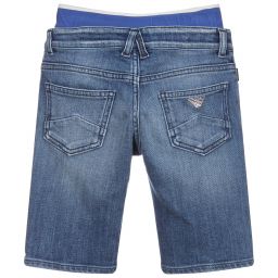 Emporio Armani-Boys Blue Denim Shorts | Childrensalon Outlet