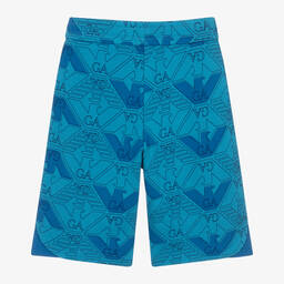 Emporio Armani-Boys Blue Eagle Cotton Shorts | Childrensalon Outlet