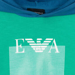 Emporio Armani-Boys Blue & Green Colourblock Hoodie | Childrensalon Outlet