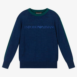 Emporio Armani-Сине-зеленый свитер для мальчиков | Childrensalon Outlet