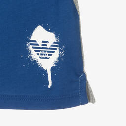 Emporio Armani-Сине-серая рубашка поло с цветовыми блоками | Childrensalon Outlet