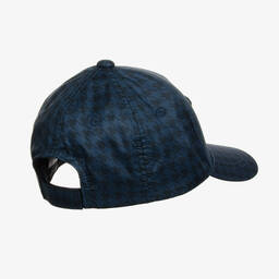 Emporio Armani-Boys Blue Houndstooth Eagle Cap | Childrensalon Outlet