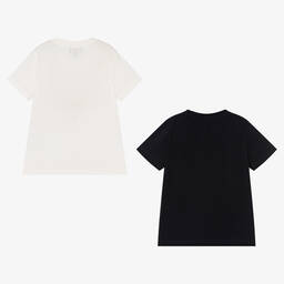 إمبوريو أرماني-تيشيرت قطن لون كحلي وعاجي للأولاد (عدد 2) | Childrensalon Outlet