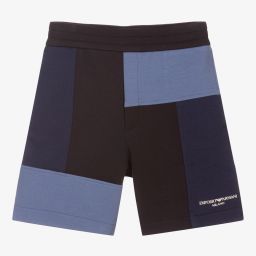 Emporio Armani-Boys Blue Jersey Shorts | Childrensalon Outlet