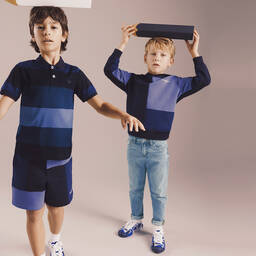 Emporio Armani-Boys Blue Jersey Shorts | Childrensalon Outlet