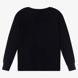 Emporio Armani-Boys Blue Knitted Logo Cardigan | Childrensalon Outlet