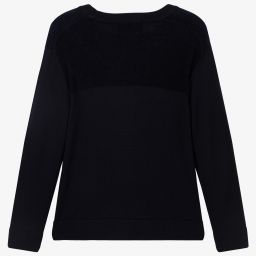 Emporio Armani-Boys Blue Knitted Wool Sweater | Childrensalon Outlet