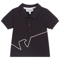 Emporio Armani-Синяя рубашка поло с логотипом для мальчиков | Childrensalon Outlet
