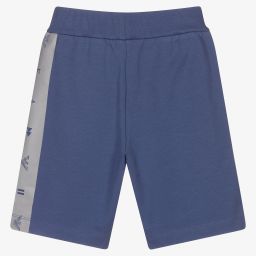 إEmporio Armani-شورت قطن جيرسي لون أزرق للأولاد | Childrensalon Outlet