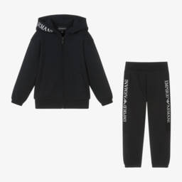 Emporio Armani-Boys Blue Logo Tracksuit Set | Childrensalon Outlet