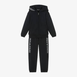 Emporio Armani-Boys Blue Logo Tracksuit Set | Childrensalon Outlet