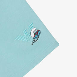 Emporio Armani-Boys Blue Organic Cotton Smurfs Shorts | Childrensalon Outlet