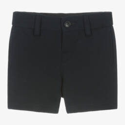 Emporio Armani-Boys Blue Piqué Cotton Shorts | Childrensalon Outlet