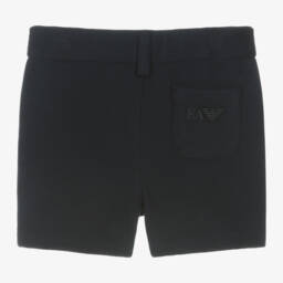 Emporio Armani-Boys Blue Piqué Cotton Shorts | Childrensalon Outlet