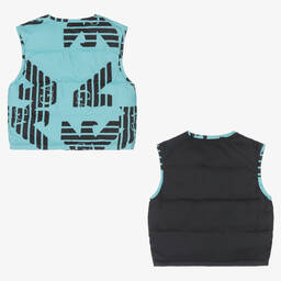 Emporio Armani-جيليه EA بوجهين لون أسود وأزرق للأولاد | Childrensalon Outlet
