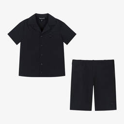 Emporio Armani-Boys Blue Shirt & Shorts Set | Childrensalon Outlet