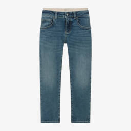 Emporio Armani-Boys Blue Stretchy Denim Trousers | Childrensalon Outlet