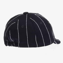 إEmporio Armani-كاب أطفال ولادي قطن جيرسي مقلم لون كحلي وأبيض | Childrensalon Outlet