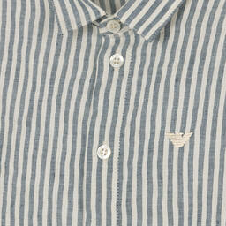 Emporio Armani-Boys Blue Striped Cotton Shirt | Childrensalon Outlet