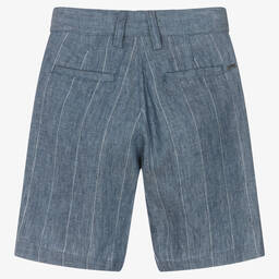 Emporio Armani-Синие льняные шорты для мальчиков | Childrensalon Outlet