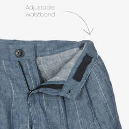 Emporio Armani-Синие льняные шорты для мальчиков | Childrensalon Outlet