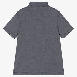 Emporio Armani-Boys Blue Striped Logo Polo Shirt | Childrensalon Outlet
