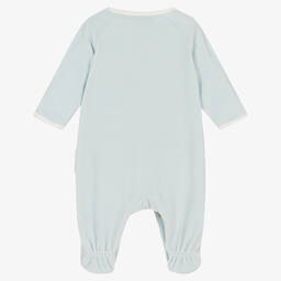 Emporio Armani-Boys Blue Velour Babygrow | Childrensalon Outlet