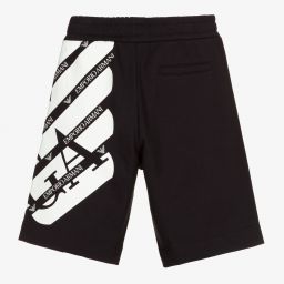 Emporio Armani-Boys Blue & White Logo Shorts | Childrensalon Outlet