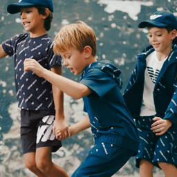 Emporio Armani-Boys Blue & White Logo Shorts | Childrensalon Outlet