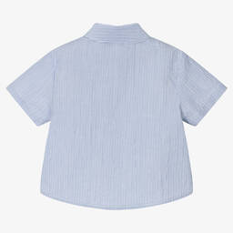 Emporio Armani-Хлопковая рубашка в бело-голубую полоску | Childrensalon Outlet