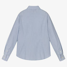 إEmporio Armani-قميص قطن أكسفورد مقلم لون أزرق وأبيض للأولاد | Childrensalon Outlet