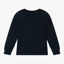 Emporio Armani-Boys Blue Wool Jacquard Jumper | Childrensalon Outlet