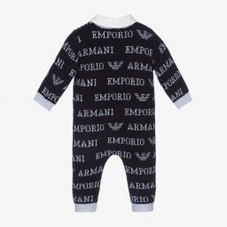 Emporio Armani-Синий ромпер из шерсти и шелка для мальчиков | Childrensalon Outlet