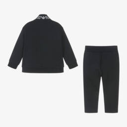 إEmporio Armani-بدلة رياضية بسحاب لون كحلي للأولاد | Childrensalon Outlet