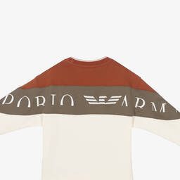 Emporio Armani-Boys Brown & Ivory Embroidered Sweatshirt | Childrensalon Outlet