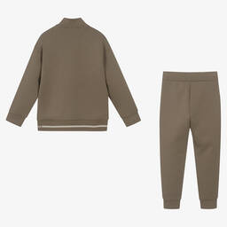 Emporio Armani-Boys Brown Milano Jersey Tracksuit | Childrensalon Outlet