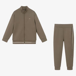 Emporio Armani-Boys Brown Milano Jersey Tracksuit | Childrensalon Outlet