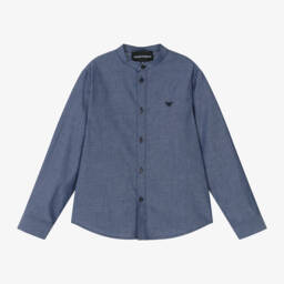 Emporio Armani-Boys Chambray Logo Top | Childrensalon Outlet