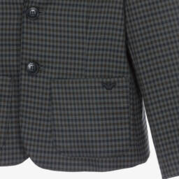 إمبوريو أرماني-بليزر كاروهات فيسكوز لون رمادي للأولاد | Childrensalon Outlet