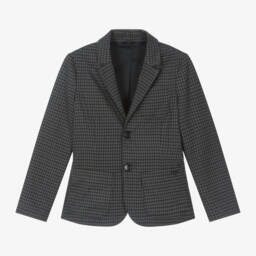 إمبوريو أرماني-بليزر كاروهات فيسكوز لون رمادي للأولاد | Childrensalon Outlet