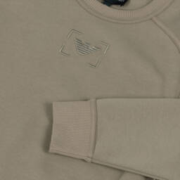 Emporio Armani-Boys Classic Beige Cotton Pullover | Childrensalon Outlet