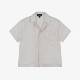 Emporio Armani-Boys Classic Beige Linen Top | Childrensalon Outlet
